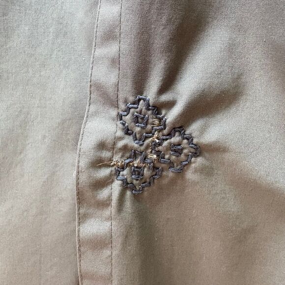 London Fog Towne Trench Coat in Khaki Green w/Sustainable Sashiko Mend 1X - Picture 7 of 12